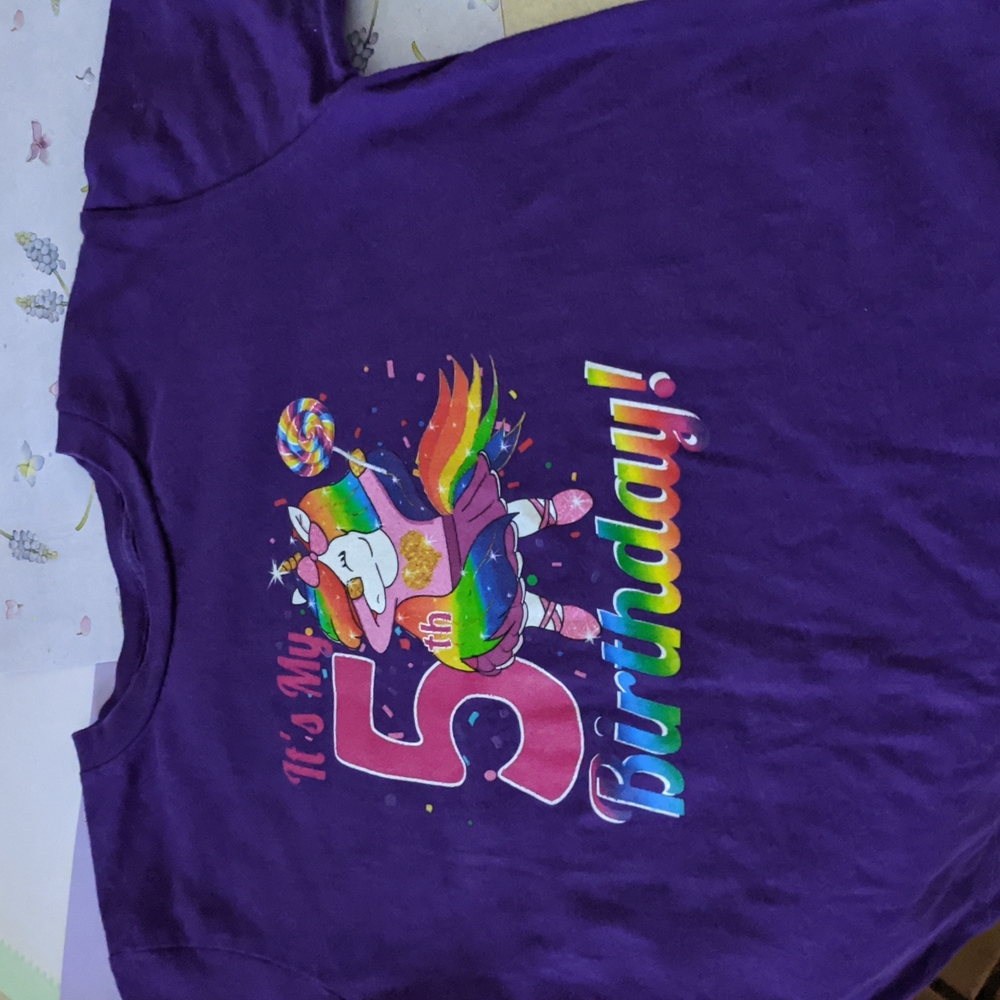 Bella kids purple 5th birthday Tshirt